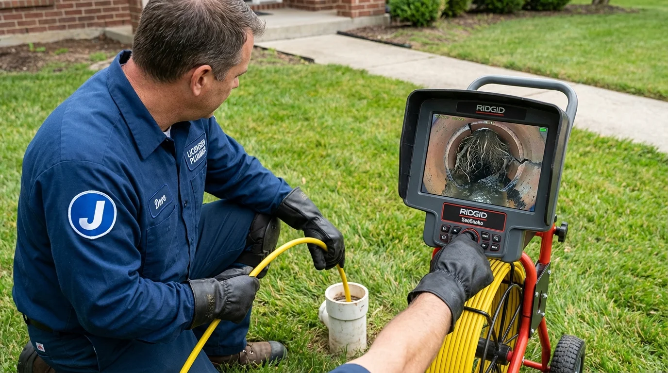 Sewer camera inspection being performed by Johns Plumbing LLC in Villa Park
