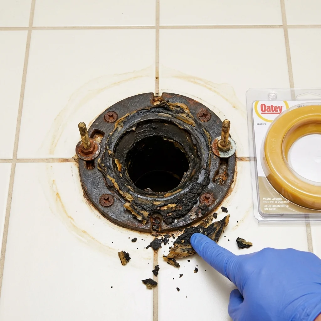 Failed wax ring showing water seepage at the base of a toilet in a Villa Park, IL home